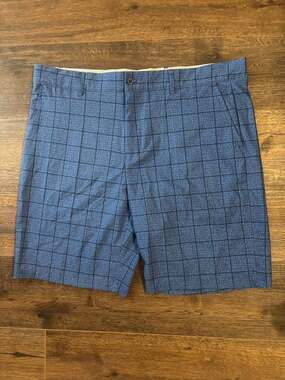 HEAD Golf Men's Size 38 Blue Plaid Windowpane Performance Shorts